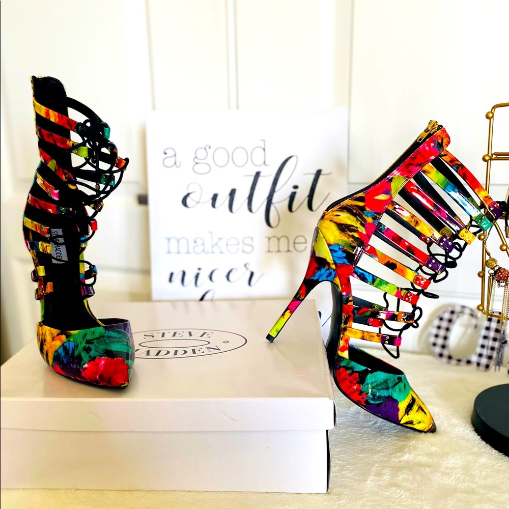 Steve Madden STF FLORAL Stilettos - Size 10 - Picture 6 of 9